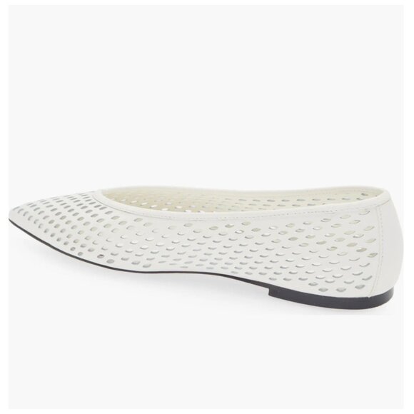 Nordstrom Scarlet Pointed Toe Flat in White Perforated Size 6 - Picture 2 of 14